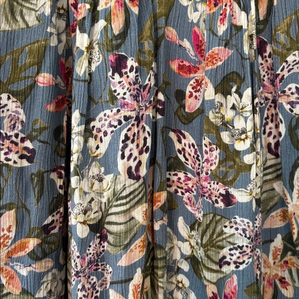 Garnett Hill Sleeveless Tropical Floral Knee Length Dress in Blue Size Small - Picture 3 of 5